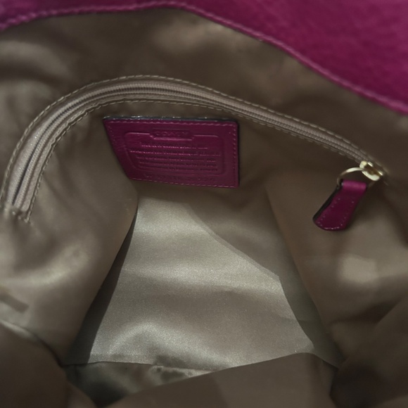 Coach Soft Leather "Edie" Handbag; Fuchsia, 2 Straps - Picture 10 of 13
